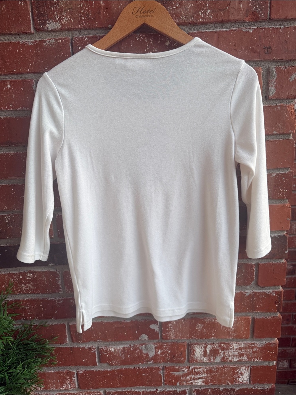 Quacker Factory Cream Top with Leopard Cat Appliqué - Picture 6 of 8